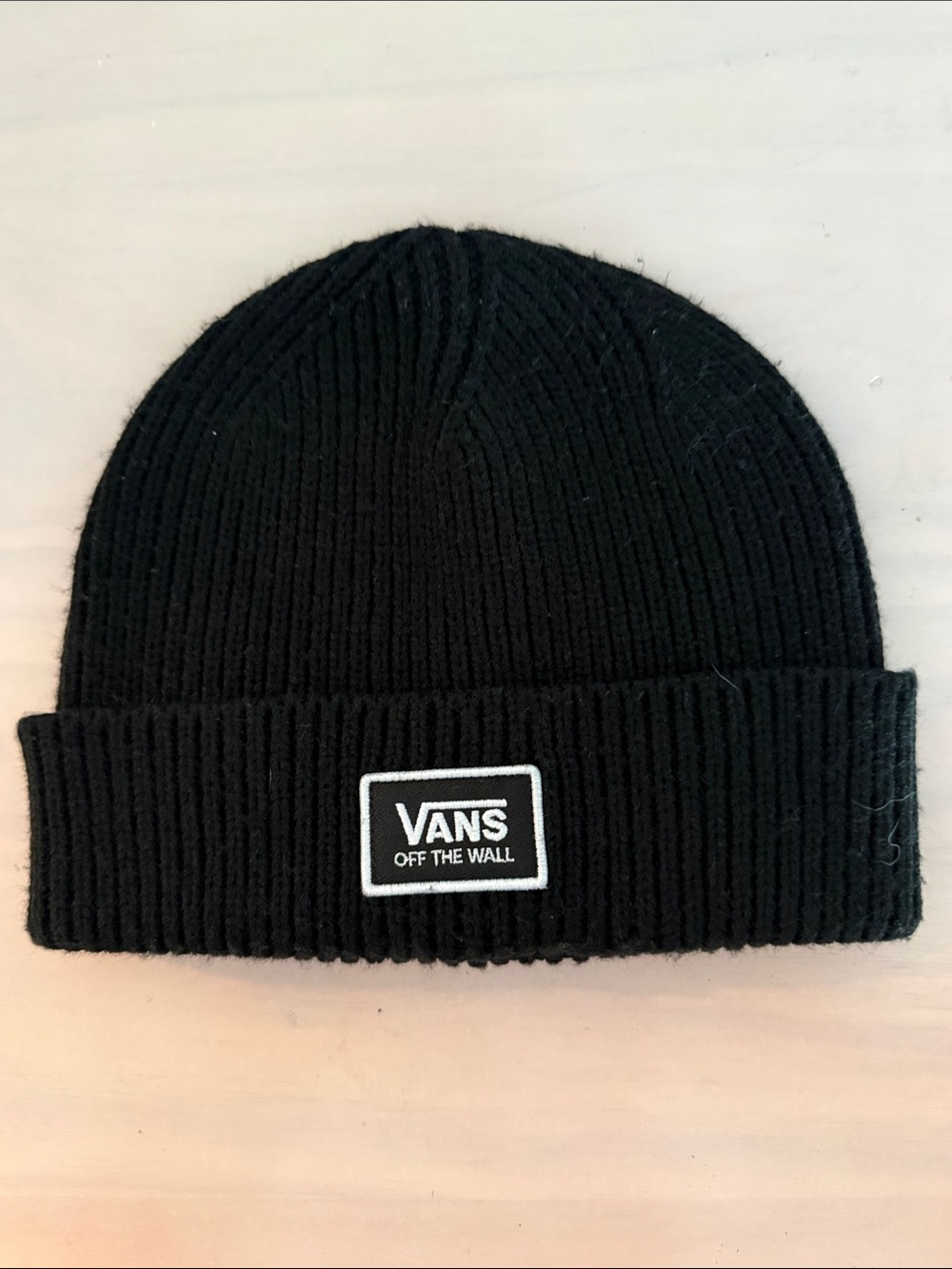 Vans Black Ribbed Knit Beanie with Patch